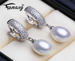 Fenasy 925 Srebrne kolczyki z kroplami Sterling Naturalna perła słodkowodna dla kobiet ręcznie wykonana mody biżuteria ślubna 2201085239213