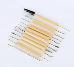 DIY Pottery Clay Wax Sculpture Carving Tools Small Handle Wood Art Craft Carvers Polymer Sculpting Kit 11 PiecesSet1137906