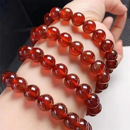 Länkarmband 10mm naturligt orange granat armband män smycken kvinnor sträng lycklig energin valentins dag gåva