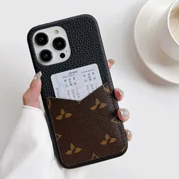 Дизайнер iPhone Phone Case 15 14 Pro Max Luxury Lu Leather Card Holder Holder Showlet Высококачественный 18 17 16 15pro 14pro 13pro 13 12pro 12 11 XS 7 8 плюс кошелек с логотипом коробкой