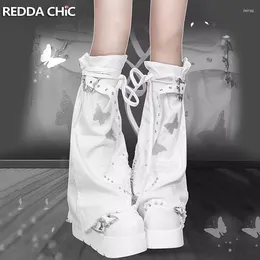 Женские носки Reddachic Shiny Butterfly Chain Decor Decore Denim Boots Cover Cover вышитая колена длинная одежда Y2K