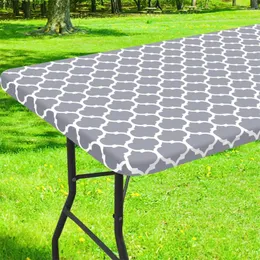 Table Cloth Rectangle Waterproof Elastic Fitted Covers For 4 Foot Tables Wipeable Tablecloth Camping Indoor Outdoor