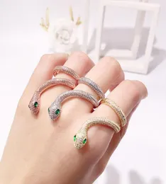 New Trendy Cubic Zirconia Stones Green Eyes Ring Jewelry Copper Average Size Rings for Women Gift3295297