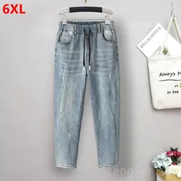 Jeans femminile estate di grandi dimensioni di grandi dimensioni sezioni sottili da donna a nove punti di pantaloni a piede piccoli più 6xl 5xl