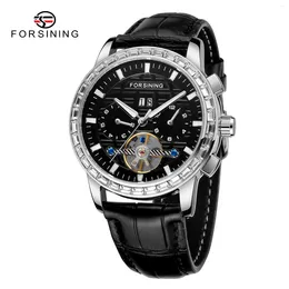 Armbanduhren Mode Forsination Top Brand Machanic Uhren für Männer Skelett Flywheel Hollow -out Kalender Lederband Männer Militär Uhr