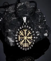 Anhänger Halsketten Klassische Norse 24 Runen Viking Compass Mens Amulet Vegvissir Edelstahlkette Isländischer Juwelier Geschenkspen7374226