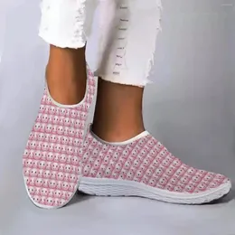 Scarpe casual istantart adorabili cartoni animati stampa rosa mocassini a maglie traspiranti sfuggiti su appartamenti zapatos