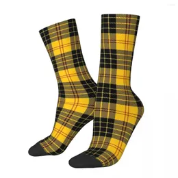 Women Socks Vintage Plaid Yellow And Black Harajuku Stockings Autumn Non Slip Men Soft Printed Outdoor Sports