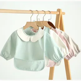 Babadores impermeáveis, babadores, coisas de manga longa de manga longa Smock Anti-Dirty Dinning Apron com bolso para nascido 240429