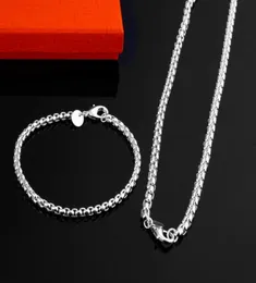 Whole Retail lowest Christmas gift 925 silver NecklaceBracelet set S1216038773