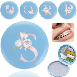 Storage Bottles Dental Retainer Case Protable Braces Aligner Denture Milk Teeth Mouth Guard Box Pink Flower Letter Pattern Travel Organizer