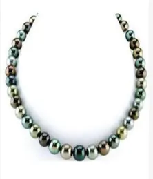 Snabb fina pärlor smycken Fantastisk runda 910mm Tahitiska flerfärgade pärlhalsband18quot14k3847762