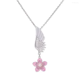 Colares pendentes mzc jóias étnicas de hip -hop flor branca asa rosa flor para fêmea feminina de colar de pescoço longo bijoux femme