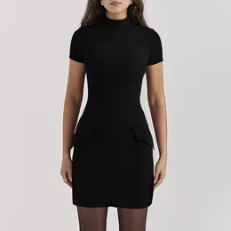 Vestidos casuais vendendo mais para meninas de manga curta feminina mock de pescoço corporcão mini -tanque vestido de festa ropa para mujer