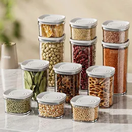 Storage Bottles Sealed Jars Kitchen Grain Organizer Large Tank Plastic Food Moisture-proof Box Household Seasoning Set