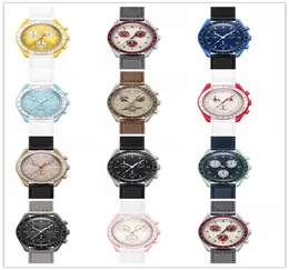 Bioceramiczne męskie pełne funkcje chronografy zegarki do Mercury 42 mm nylon nylon earth Moon Space Watch Sports kwarcowy Kwarc Rwenetwatches7523657