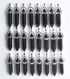 natural black obsidian bullet shape charms point Chakra pendants for jewelry making 24pcslot Whole 2110145708724