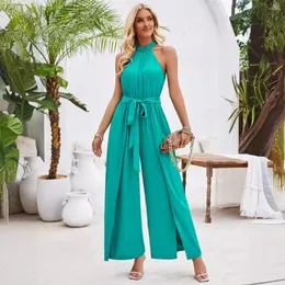 Pareo Women Beach Cover Up 2024 Bath Outlet Clothing Swimwear 및 Saida de Praia Feminino Fresh Neck Tie Tie Jumpsuit Polyester