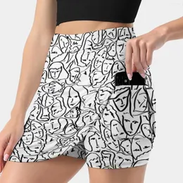 Röcke nennen Sie mich bei Ihrem Namen Elios Shirts Gesichter in schwarzen Umrissen auf Frauenrocksport -Skort mit Pocket Fashion Koreanischer Stil