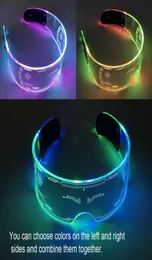 Färgdekorativa cyberpunkglasögon Färgglada lysande LED -lyser upp glasögon för bar KTV Halloween Party L2206013288631