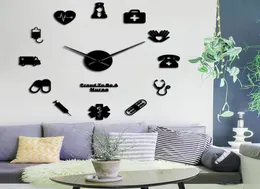 Stolt över att vara sjuksköterska 3D DIY Mute Mirror Effect Wall Clock Apoture Hospital Wall Art Decor Clock Watch For To Doctor Nurse Y203363678