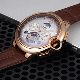 Armbanduhr Tourbillon Uhren Top Automatic Watch Men 45mm mechanischer Vintage Sport Moon Phase Caseno 2024