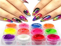 Nail Glitter Art Salon Health Beauty 1 Box Fluorescent BK Glow in the Dark Powder Colorf Polish Chrome Dust Drop Prapment 8780092