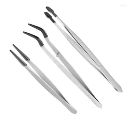 Storage Bottles 3 Pcs Tweezers 6Inch Straight Flat & Bent Tip 4.7Inch Pointed