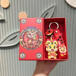 Ano Novo O ano do Loong Key Chain Gift Box Lovers Lovely Doll Doll