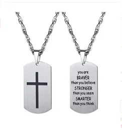 10pcs/lot Cross Dog Engraved Bible Letter Stainless Steel pendant necklace Jewelry Baptism for men3336217