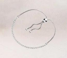 100 925 Sterling Silver Sparkling Chain Adjustable Slider Tennis Bracelet Pave Cubic Zirconia Fashion Women Wedding Engagement Je6539398