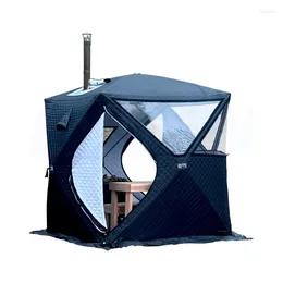 Tält och skyddsrum utomhus multi person året runt bastu med förtjockad värme vinterfisketält stort fönster skorsten munnen snabböppning