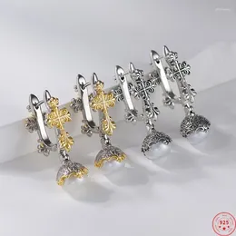 Orecchini schienali S925 Clip di ciondoli in argento sterling per donne Contrasta di moda Contrasto colorato Eterno Eterl Pearl Clips