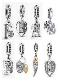 Nowy 16. 18. 21. 30. 40. 50. 60. Celebration Charm DIY Koraliki dopasowane 925 Oryginalna srebrna biżuteria bransoletki 4089066