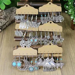 Dangle Earrings Antique Silver Color Women Combination Set Ethnic Style Jewelry Simple Fashion Accessories Party Gifts