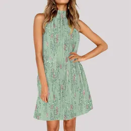 Casual Dresses Irregular Beach Dress Women For Halter Neck Flowy Sleeveless Knee Length Green Color Vestidos Cortos 2024