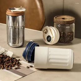 물병 스테인레스 스틸 절연 컵 디스플레이 온도 커피 휴대용 지능형 자동차 장착 선물 도구 450ml