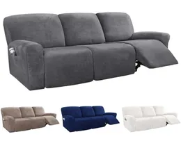 Allinclusive Recliner Sofa pokrywka na 3 siedziska Elastyczne krzesło Slipcover Suede Couch Fotel Ochraniacz Nisłaty 2109095526516