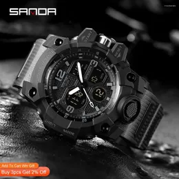 손목 시계 Sanda Top Brand Sports Men 's Watches Military Quartz Watch Man 방수 손목 시계를위한 방수 손목 시계 시계 remlogios masculino