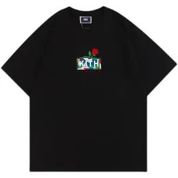 KITH FW Letra de moda Print T-shirt Street Loja de algodão puro solto Tudo com mangas curtas T-shirt de verão 240420