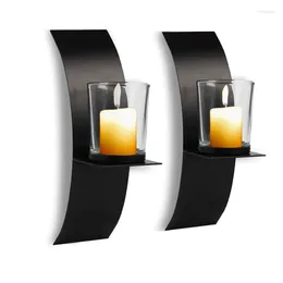 Ljushållare 2st Nordic Modern Holder Creative Wall Mounted Metal Candlestick Geometric Tea Light Home Decor Craft Wedding Decoration
