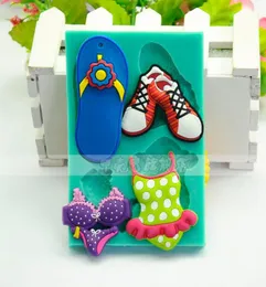 1PCS Beach Series Slippers Swimsuith Silicone Mold Clay Mold Patisserie Fondant Mold Moule A Gateau Pour enfant2863759