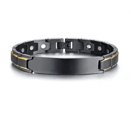 Herrenheilung Magnetisches Armband in Edelstahl -Gesundheitselementen Custom leeres gekrümmtes Etikettarmband2556696