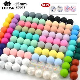 LOFCA 15mm 20pcslot Silicone Loose Beads Safe Teether Round Baby Teething DIY Chewable Colorful For Infant 240420