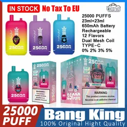 Oryginalny Bang King 25000 Puff Vapes Do dyspozycji Puff E-Zigareretten Dual Mesh 23 ml*2 46 ml podwójny podnośnik 0,8 omów cewka z siatką 0/2/3/5% 650 mAH Betterty Vaper Puffs 25k vs Bang 10000 Puff Puff