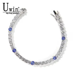 Uwin Tennis Bracelet 4mm Turkish Blue Eyes AAA CZ ICED OUT LUXURY BANGLES WHOLL WOMEN JEWERRY 2109189404095