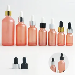 Bottiglie di stoccaggio 200 x Contatore di vetro rosa 1 oz Essential Piepette Contenitore 20ml