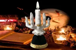 Velas do castiário da mão de bruxa resina artesanal Crânios assustadores Decoração de castiça