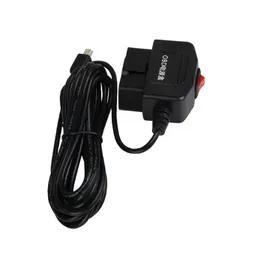 Novo 2024 saída 5v 3a mini micro 5pin portas USB carro OBD Adaptador de cigarro Caixa de energia mais clara com cabo de comutação de 3,5m para carregamento de câmera de painel