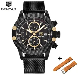 Benyar Montre Homme Set Brand Watches RELOJ HOMBRE UOMINI SPORT CRONOGRAFA FASHIO IN MODO IN MODO IL QUIFERZO DI GUARDA IN MASCHI